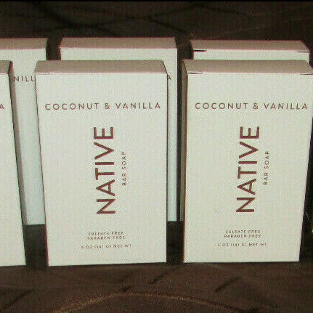 8 Pk NATIVE Coconut Vanilla Bar Soap NO SULFATE